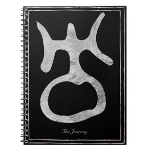 Hammered silver stylized Uranus planet symbol Notebook