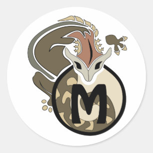 Hammerhead Salamander Monogram Classic Round Sticker