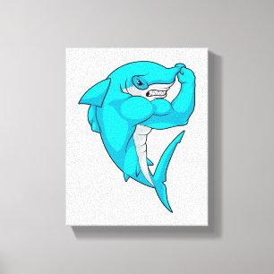 Hammerhead shark as Bodybuilder at Bodybuilding Canvas Print