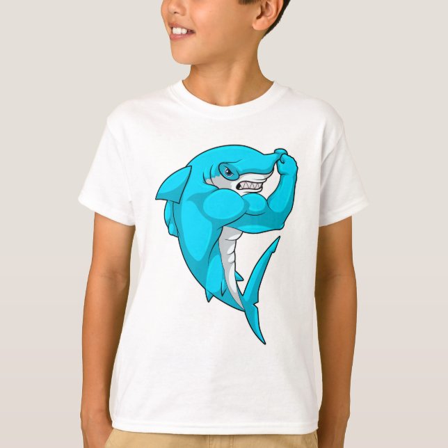 Hammerhead shark as Bodybuilder at Bodybuilding T-Shirt (Front)