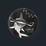 Hammerhead Shark Birthday Party 1 Inch Round Button<br><div class="desc">Add a "bite" of fun to your party these cool (yet scary!) hammerhead shark buttons. The black, gray and teal colouring gives the print a fun and fresh underwater feel. But beware of that pop of red added in for extra scare! Matching items can be found in our 'A Bite...</div>
