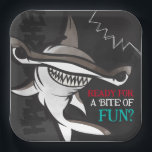 Hammerhead Shark Birthday Party  Paper Plate<br><div class="desc">Add a "bite" of fun to your party these cool (yet scary!) hammerhead shark print paper plates. The black, gray and teal colouring gives the print a fun and fresh underwater feel. But beware of that pop of red added in for extra scare! Matching items can be found in our...</div>