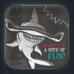 Hammerhead Shark Birthday Party  Paper Plate<br><div class="desc">Add a "bite" of fun to your party these cool (yet scary!) hammerhead shark print paper plates. The black, gray and teal colouring gives the print a fun and fresh underwater feel. But beware of that pop of red added in for extra scare! Matching items can be found in our...</div>