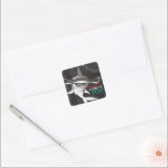 Hammerhead Shark Birthday Party  Square Sticker<br><div class="desc">Add a "bite" of fun to your party these cool (yet scary!) hammerhead shark stickers. The black, gray and teal colouring gives the print a fun and fresh underwater feel. But beware of that pop of red added in for extra scare! Matching items can be found in our 'A Bite...</div>