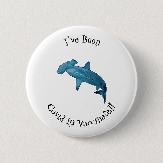 Hammerhead shark cartoon illustration 2 inch round button (Front)