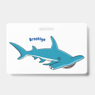 Hammerhead shark cartoon illustration badge