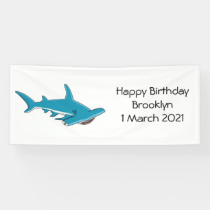 Hammerhead shark cartoon illustration banner