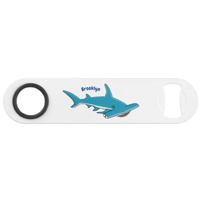 Hammerhead shark cartoon illustration bar key (Front (Horizontal))