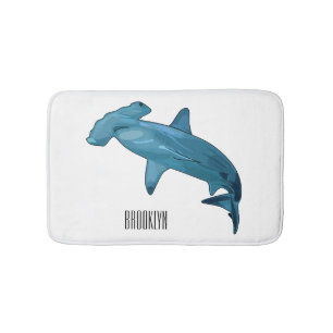 Hammerhead shark cartoon illustration bath mat