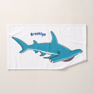 Hammerhead shark cartoon illustration bath towel set
