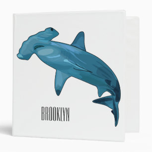 Hammerhead shark cartoon illustration binder
