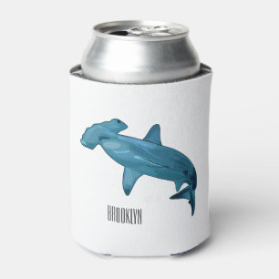 Hammerhead shark cartoon illustration can cooler