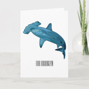 Hammerhead shark cartoon illustration card