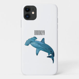 Hammerhead shark cartoon illustration iPhone 11 case