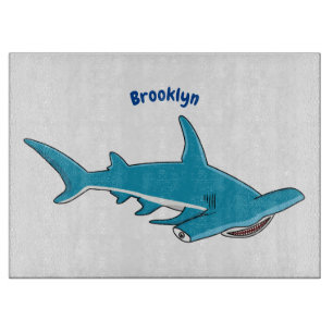 Hammerhead shark cartoon illustration  cutting board