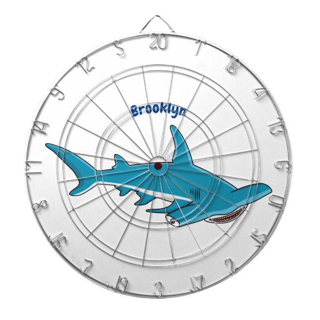 Hammerhead shark cartoon illustration  dartboard (Front)