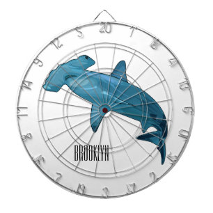 Hammerhead shark cartoon illustration dartboard
