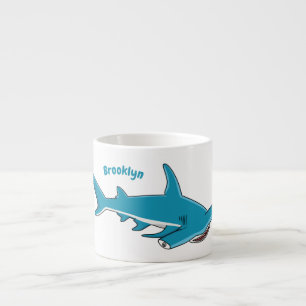 Hammerhead shark cartoon illustration espresso cup