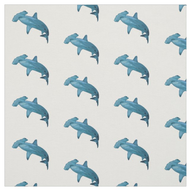 Hammerhead shark cartoon illustration fabric (Swatch)