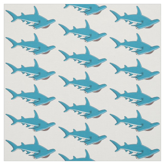Hammerhead shark cartoon illustration  fabric (Swatch)