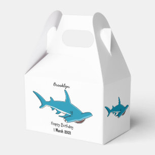 Hammerhead shark cartoon illustration favor box