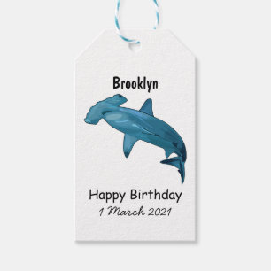 Hammerhead shark cartoon illustration gift tags
