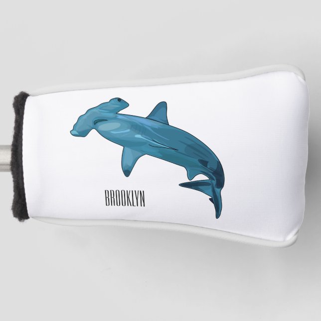 Hammerhead shark cartoon illustration golf head cover (Front)