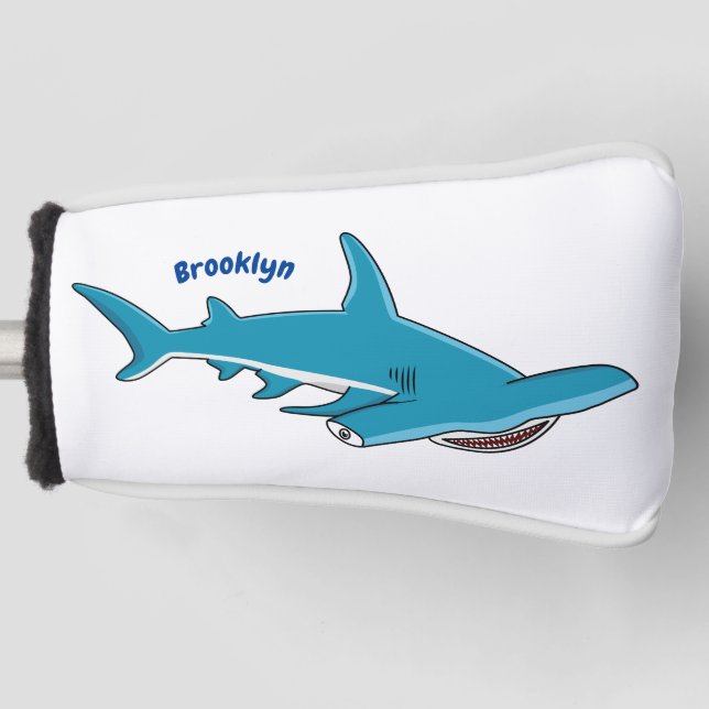 Hammerhead shark cartoon illustration golf head cover (Front)