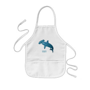 Hammerhead shark cartoon illustration kids apron