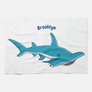 Hammerhead shark cartoon illustration  kitchen towel