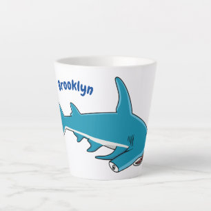 Hammerhead shark cartoon illustration latte mug