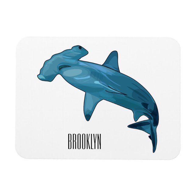 Hammerhead shark cartoon illustration magnet (Horizontal)
