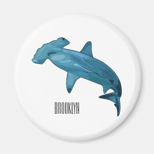 Hammerhead shark cartoon illustration magnet