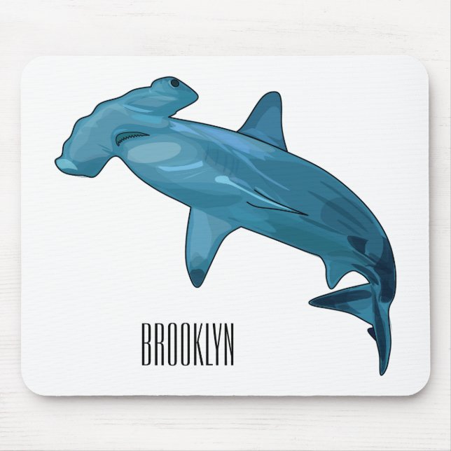 Hammerhead shark cartoon illustration mouse pad (Front)