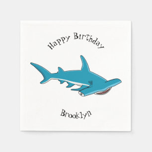 Hammerhead shark cartoon illustration napkin