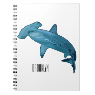 Hammerhead shark cartoon illustration notebook