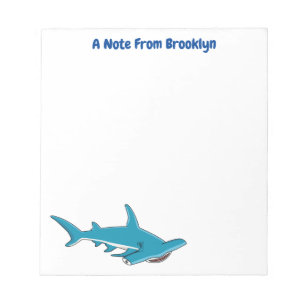 Hammerhead shark cartoon illustration notepad