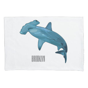 Hammerhead shark cartoon illustration pillowcase
