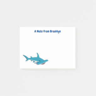 Hammerhead shark cartoon illustration  post-it notes