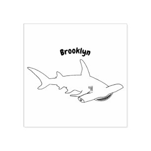 Hammerhead shark cartoon illustration  rubber stamp