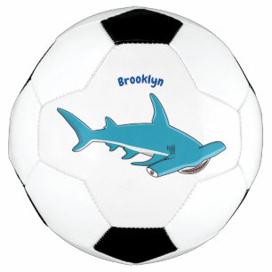 Hammerhead shark cartoon illustration soccer ball