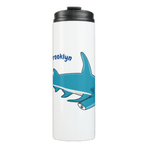 Hammerhead shark cartoon illustration  thermal tumbler