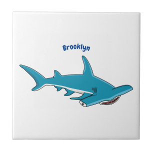 Hammerhead shark cartoon illustration tile