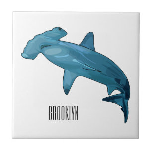 Hammerhead shark cartoon illustration tile
