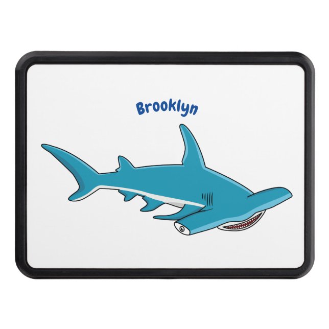 Hammerhead shark cartoon illustration  trailer hitch cover (Front)