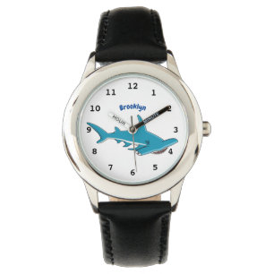 Hammerhead shark cartoon illustration  watch