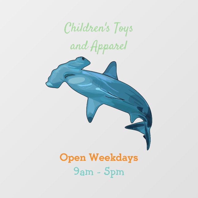Hammerhead shark cartoon illustration window cling (Sheet)