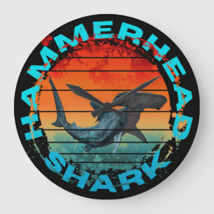 Hammerhead shark fishermen fishing lover gift large clock