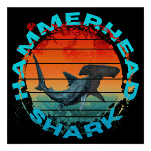 Hammerhead shark fishermen fishing lover gift poster