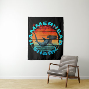 Hammerhead shark fishermen fishing lover gift  tapestry